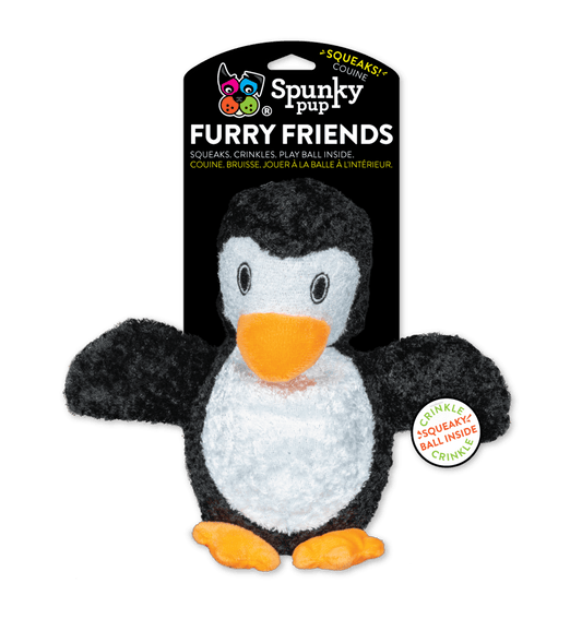 Spunky Pup Furry Friend Penguin Squeaky Toy
